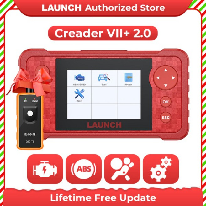 LAUNCH Creader VII+ V20 OBD2 스캐너 자동차 코드 리더 결함 읽기 엔진 에어백 변속기 평생 무료 업데이, 01 빨간색, 01 China Mainland