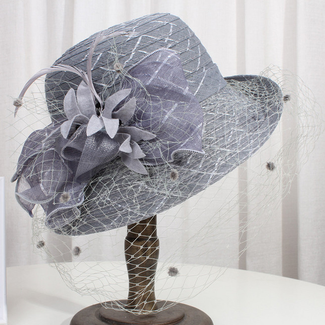 프로필 벙거지 에프터눈티 페도라 모자녀 여름 돔형 롤업 명원 빈티지 망사 리본 선캡