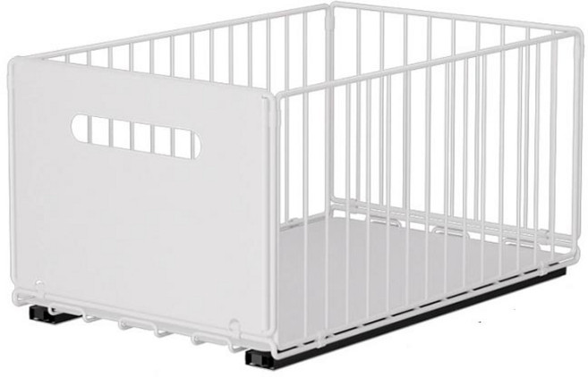 바구니 수납장 슬라이딩 서랍형 수납 바구니 조립식 인서트 다용도선반, 1개, 화이트