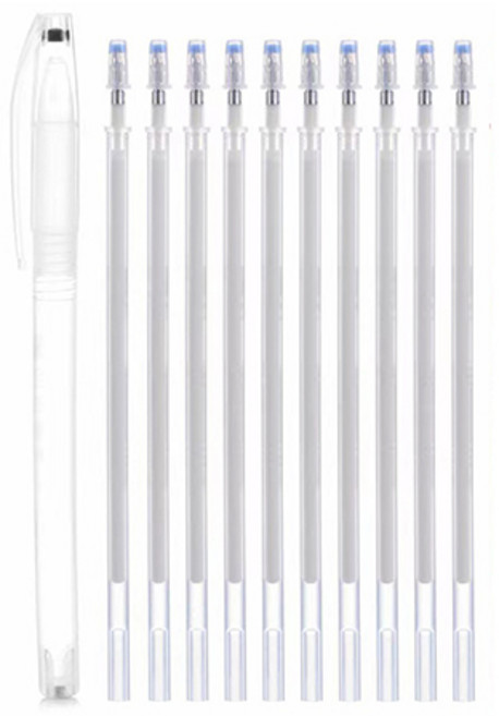 1991프로젝트 원단용 열펜 아이롱펜 0.5mm + 리필심 세트, 10개, 화이트