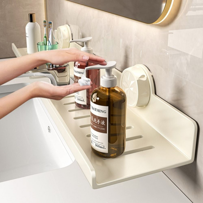 무타공 흡착 욕실 벽걸이 드라이기 거치대 방수 수납 선반, 1개, 그레이