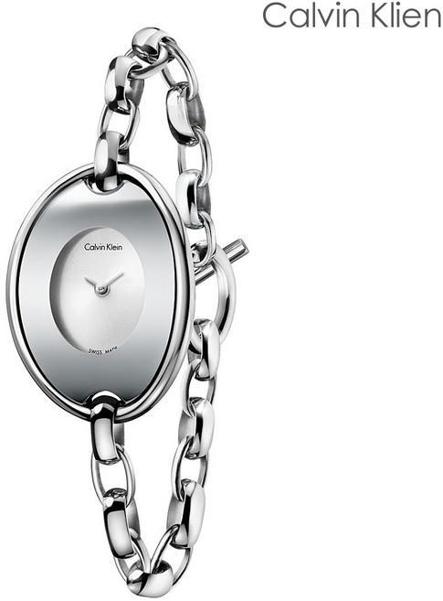 CK 스페셜 실버 다이얼 미디움 체인 메탈 시계 K3H2M126