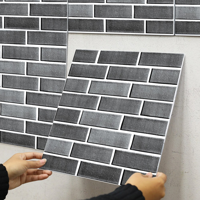 데일리공감 DIY 타일 입체 벽 스티커 타일 주방벽 오염방지타일 시트지 폼타일, 블록 블랙, 10개