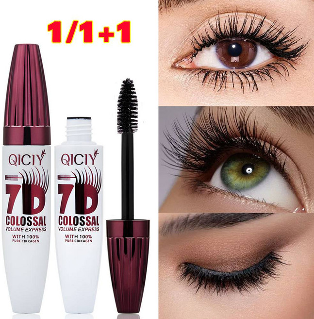 1/1+1 번지지 않는 7D 콜로설 마스카라 롱래쉬 볼륨 컬업 탑코트 속눈썹 연장 눈매 선명, 3개, 그림색