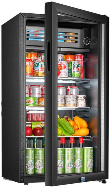 음료 원룸 무소음 냉장고 투명 미니 냉동 술장고 주류 가정용 사무실, 90L (냉장+미세냉동+조명+잠금장치)