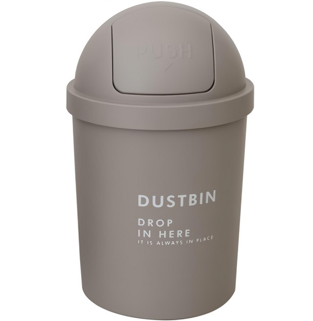 마이스타일 원형 푸쉬휴지통 6.5L, 라이트브라운