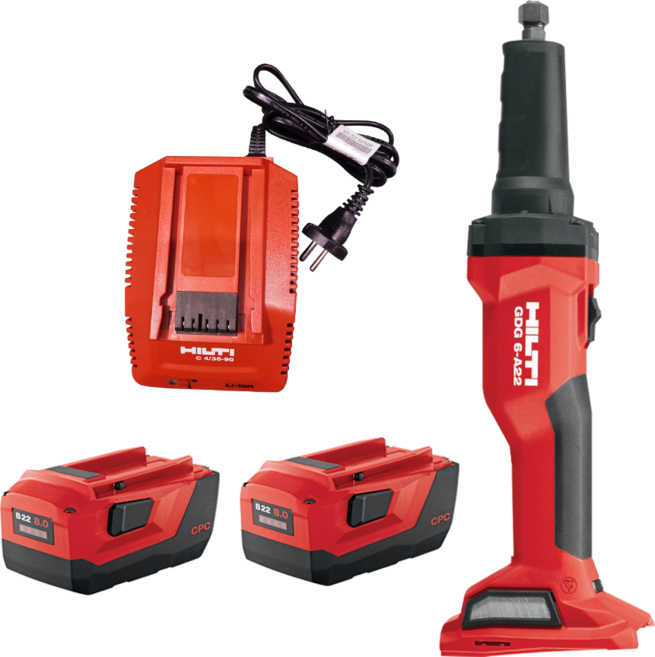 HILTI 힐티 충전 다이 그라인더 GDG 6-A22 22V 8.0세트(8.0Ah배터리2개 충전기1개 포함), 1개