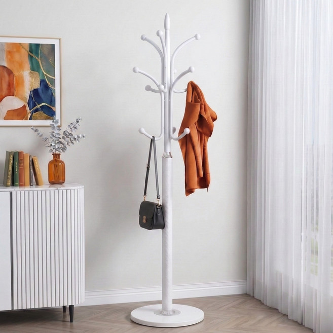 아르디스 나무형 튼튼한 스탠드 옷걸이 행거, 화이트