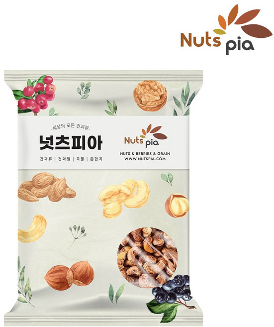 넛츠피아 구운 껍질 캐슈넛 통 가염, 1개, 500g