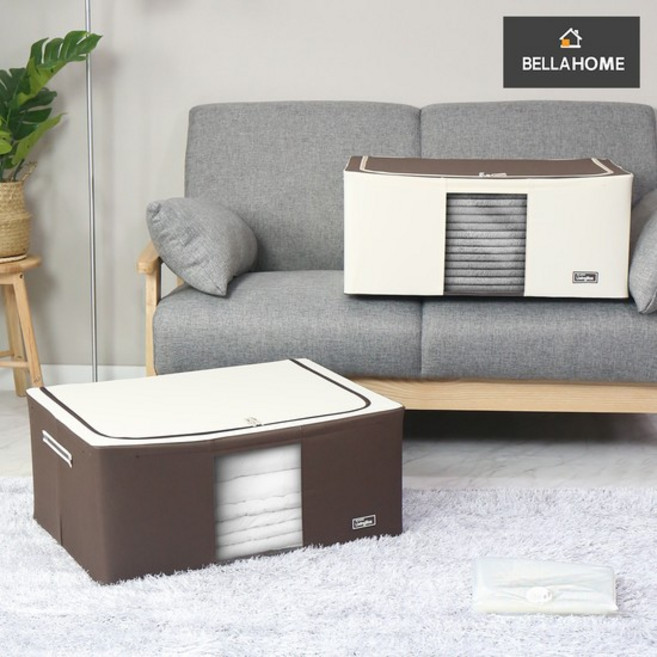 [벨라홈] 대용량 와이어 이불정리함105L+이불압축팩 1PCN6316, 베이지, 1개