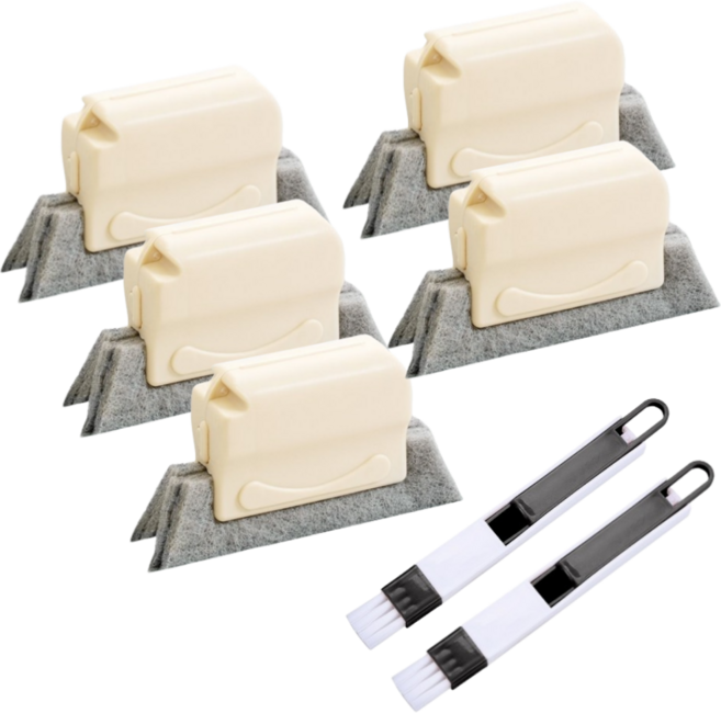 블랑몰랑 쉬운 창틀 틈새 청소브러쉬 2종, 5개, 블랑몰랑베이지