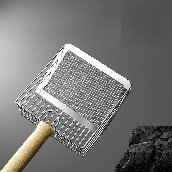 고양이 모래삽 스텐 촘촘 미세 구멍 배번 처리 전체 갈이 삽, 1개