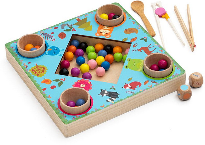 젓가락 교육 장난감 젓가락질 교정 보드게임, 클립 빈(체크 무늬)