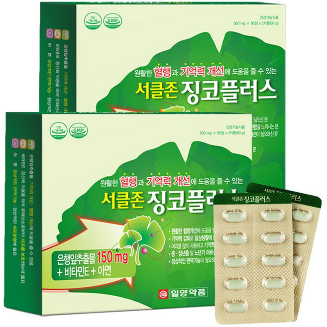 일양약품 서클존 징코플러스, 120정, 2개