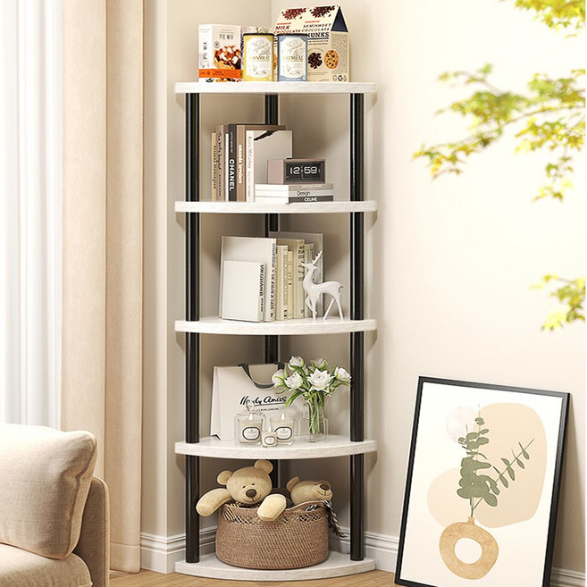 정싱 다용도 코너 선반 심플 멀티 이동식 코너선반, 5단, 블랙 + 화이트