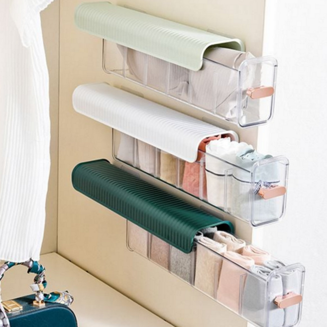 서랍 정리함 다용도 슬라이드 벽걸이 옷장 정리함 수납함 칸칸이 브래지어 분리형 화장품 생리대 칸막이, 화이트