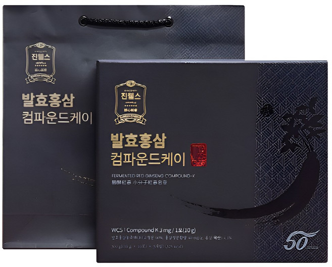 진웰스 발효홍삼 컴파운드K 스틱 3mg [흡수율 94배] 설 명절 선물세트 30포 (쇼핑백포함), 10세트, 10
