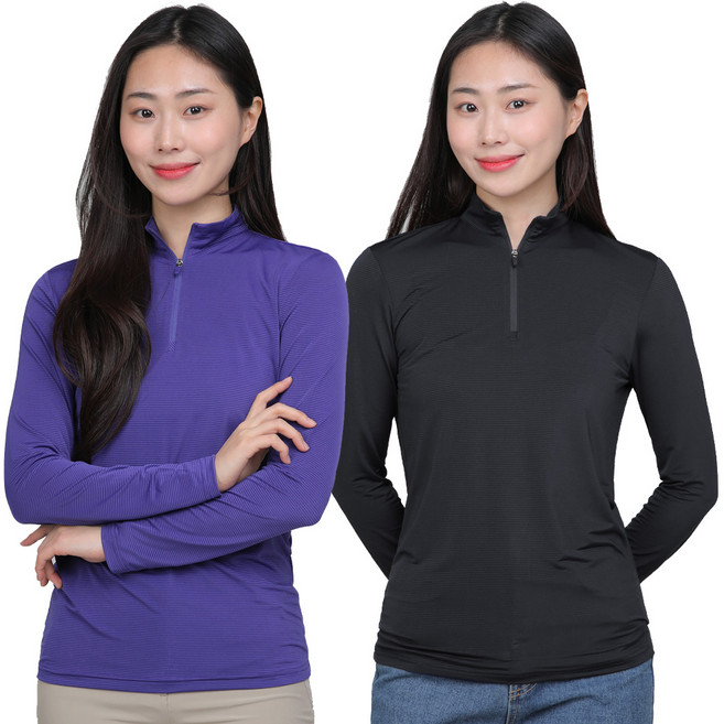 <BFL> (1+1) 국내원단! 여성 긴팔 집업티 / 등산 아웃도어 골프 스포츠 작업복 빅사이즈 스판 반해 긴팔 집업 티셔츠