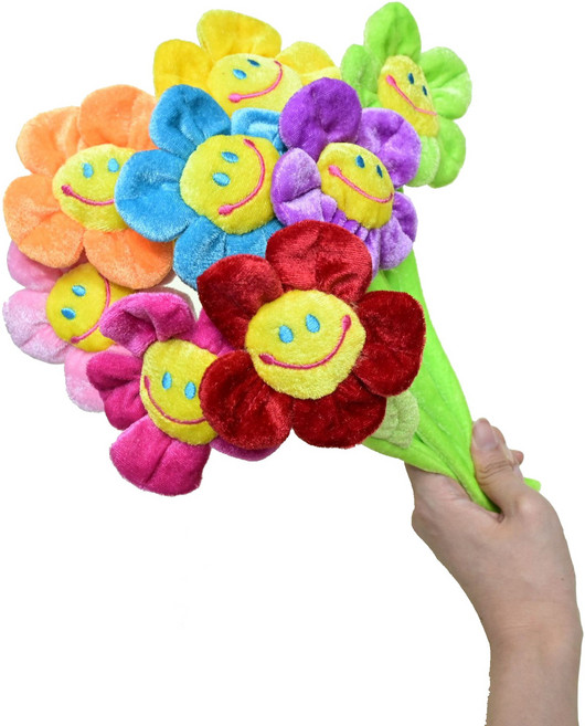 봉봉러브 스마일 꽃 해바라기 꽃 플라워 철사 미니 인형 졸업식 꽃다발 오토바이 자전거 장식, 8개, 빨강(포장 없음)