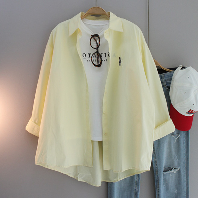 달콩 여성 빅사이즈 힙베어자수오버핏카라셔츠 긴팔 데일리룩