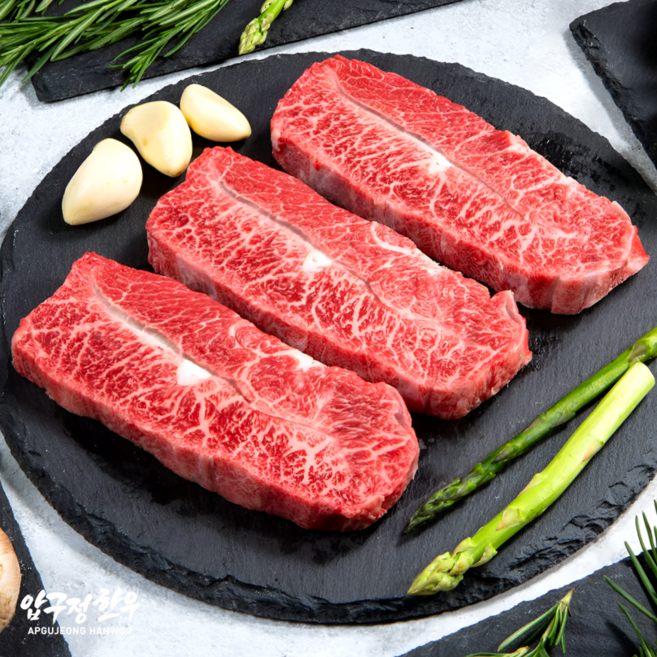 1++등급 한우 부채살 1kg(200gx5) (냉장) 구이용 스테이크 특수부위 바베큐 캠핑 정육 투뿔 마장동 프리미엄 국내산 신선 소고기 [압구정한우], 200g, 5개