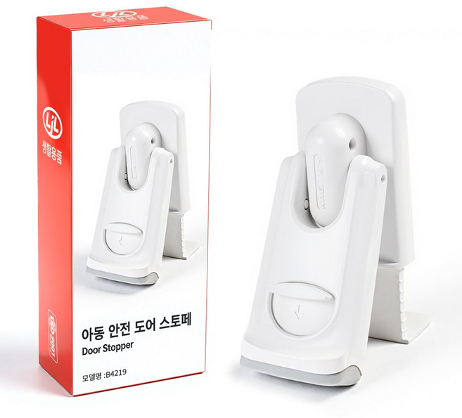 현관문 무타공 도어스토퍼 양방향 자석 스토퍼 고정 페달식 미끄럼방지, 화이트, 1개