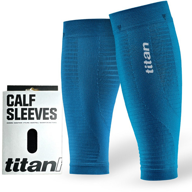 타이탄헬리움 카프슬리브 트레일 러닝 압박밴드 종아리 보호대 FLOW, 블루, 1세트