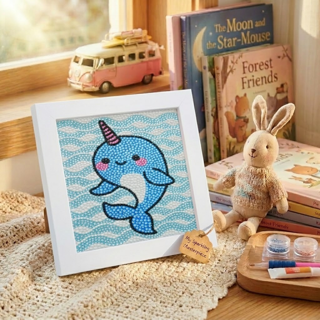 STIX 어린이 보석십자수 액자형 12종 DIY 키트 드릴비즈 만들기 KC인증, 1개, 11.뿔돌고래