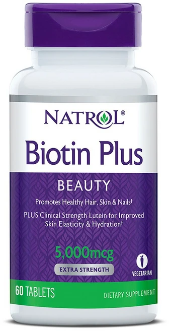 Natrol Biotin Plus 나트롤 비오틴 플러스 5000mcg 60타블렛, 60정, 1개 - 쿠팡