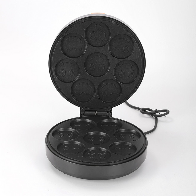 家用迷你甜甜圈機 雙面加熱電餅鐺 華夫餅機, 1個, 笑臉機:110V