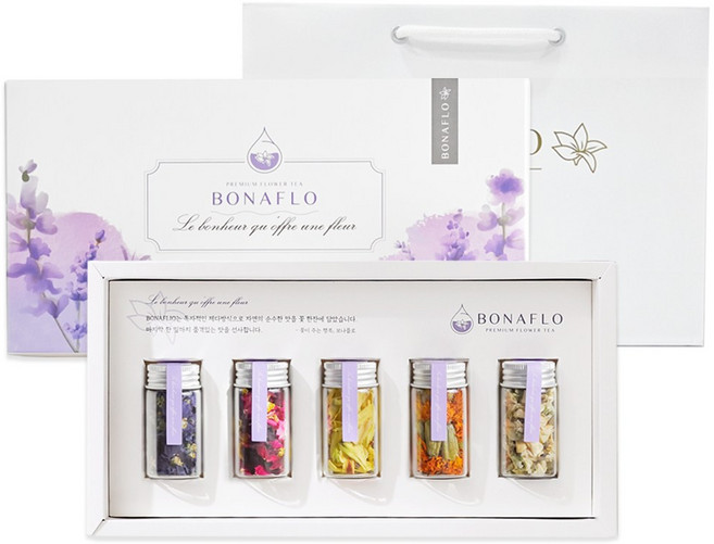 국산 꽃차 5종 선물세트+쇼핑백 생일선물 추석선물 메리골드 장미 꽃차, 1개, BEST