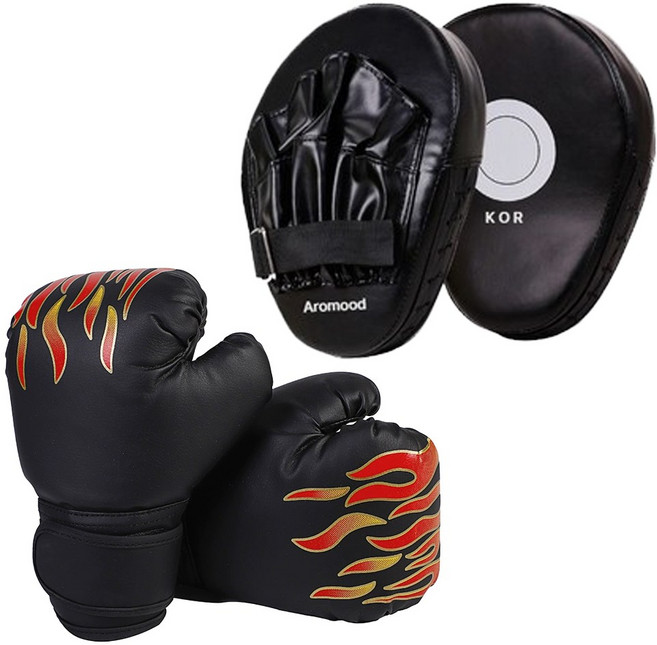 에이무드 키즈 복싱 글러브 + 펀치 미트 세트, 1개, 블랙