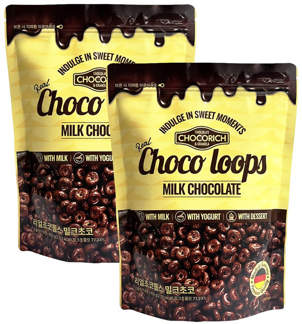 [독일산]초코리치 리얼 초코룹스 밀크초코 450g, 2개