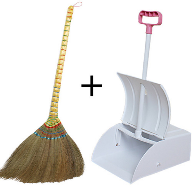 폴첸 롱갈대빗자루 + 자동쓰레받기 세트 빗자루세트 빗자루쓰레받기세트 긴빗자루 쓰레받이 업소용 실외 바닥 타일 미용실 학교 실내 부드러운, 1세트