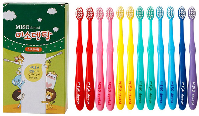 미소덴탈 레인보우 어린이 성인 미세모 치과 칫솔, 레인보우 어린이 올슬림모 (12개1세트), 12개입, 1개