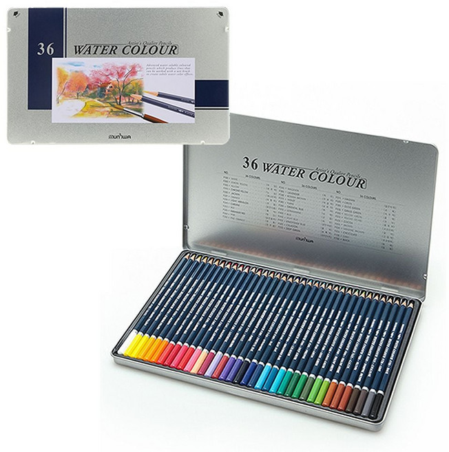 문화 넥스프로 36색 1개 수채색연필세트 틴케이스 bok+6152bV