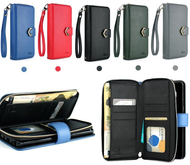 갤럭시 점프3 케이스 M446 가죽 패플-V2닉디 무끼니 카드 지폐 수납 지갑형 지퍼 달린 커버 (손목 스트랩 줄고리 끈)포함