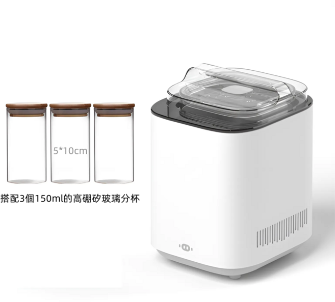 多功能優格機 附玻璃內膽與分杯, 含1個玻璃內膽800ml&3個玻璃分杯 杯, 1套