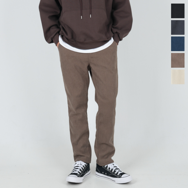 남성 겨울 스판 골덴 바지 테이퍼드 기모 코듀로이 팬츠 빅사이즈