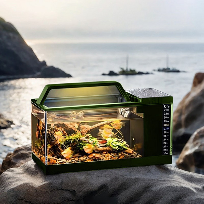 YINUO 자동 물청소 필터링 열대어 수경 어항, 1개, 그린