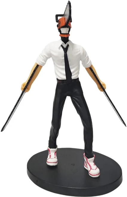 애니메이션 체인소맨 피규어 2개 세트 덴지 액션 피규어 14-17cm 자동차 장식 인형 PVC 모델 컬렉션 장난감