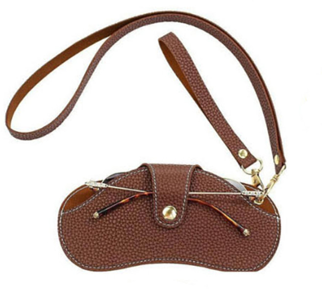 휴대용 선글라스 케이스 안경보관함 목걸이형 심플 스트랩 홀더 가죽 파우치