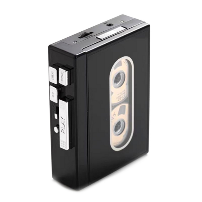 카세트 플레이어 전체 스테레오 사운드 U 디스크 DC 5V 128KPS USB2.0 음악 언어 학습 홈을위한 바이노 럴 사운드 테이프 플레이어, Black, 검은색, Black