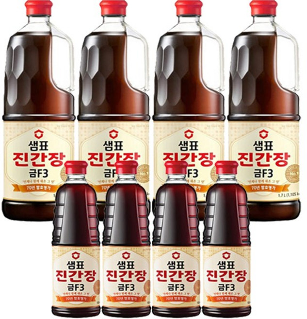 샘표 진간장 금F3 1.7L+500ml, 2.2L, 4개