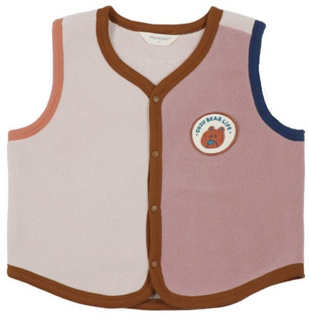 韓國Ppippilong 兒童拼色背心 保暖衣 冬天背心 韓國兒童背心
