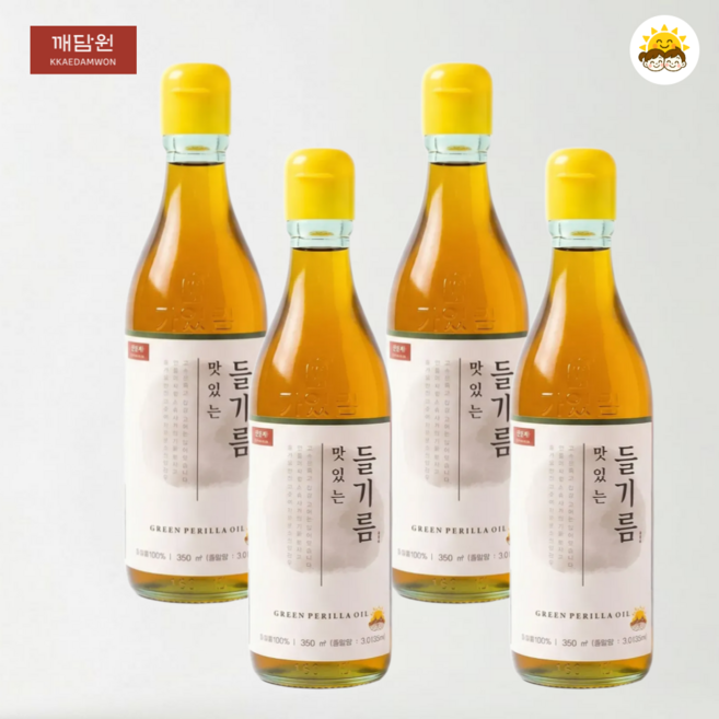 깨담원 통들깨 100% 맛있는 들기름 350ml, 4개