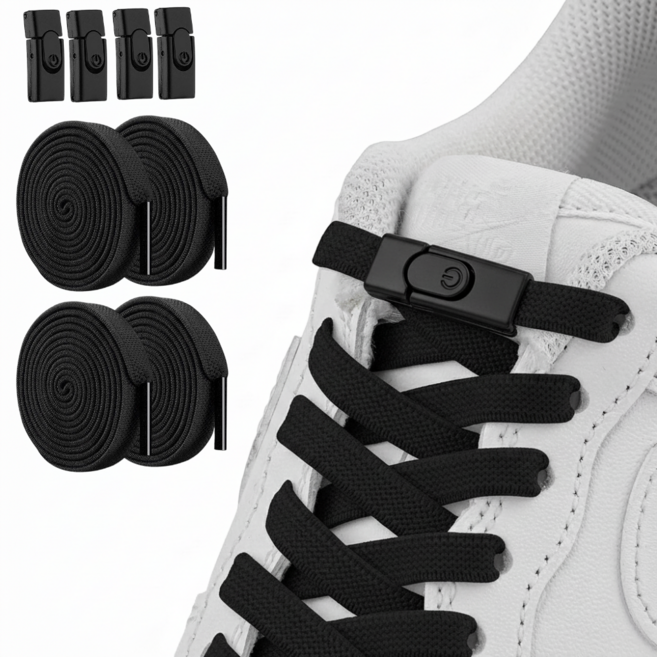 트립킹 묶지않는 운동화끈 고정클립 매듭없는 고무줄 신발끈