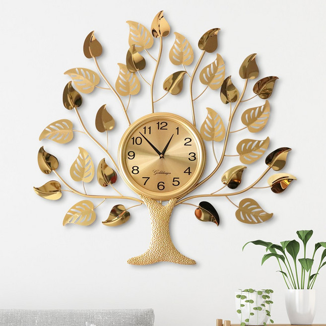 황금 돈나무 대형 무소음 벽시계 벽걸이시계 집들이선물 개업선물