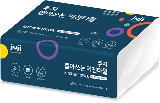 주지 뽑아쓰는 키친타올 3겹 천연펄프, 100매, 3개