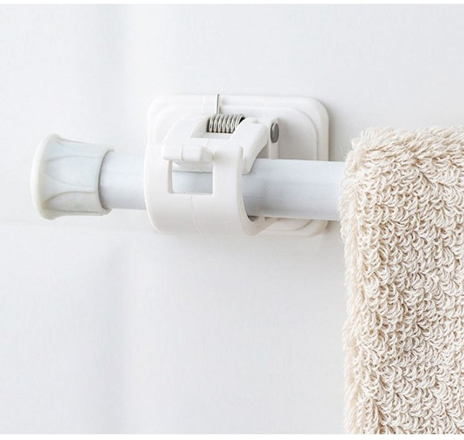 굿즈팡팡 무타공 커튼봉 홀더 압축봉 못없이 붙이는 커튼봉 홀더(2P) + 압축봉(1P) 세트, 화이트